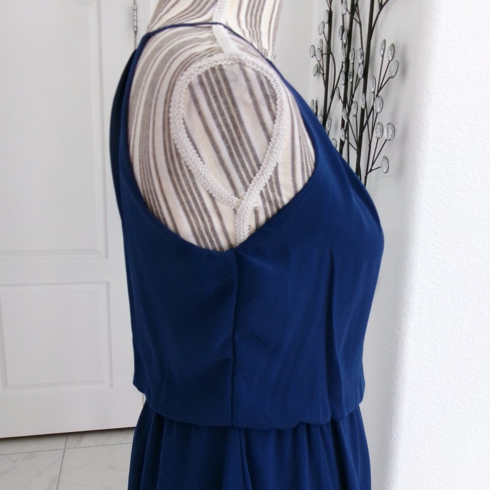 Lush Dark Blue Sleeveless Chiffon Flowy Dress Above Knee XS - Picture 4 of 14